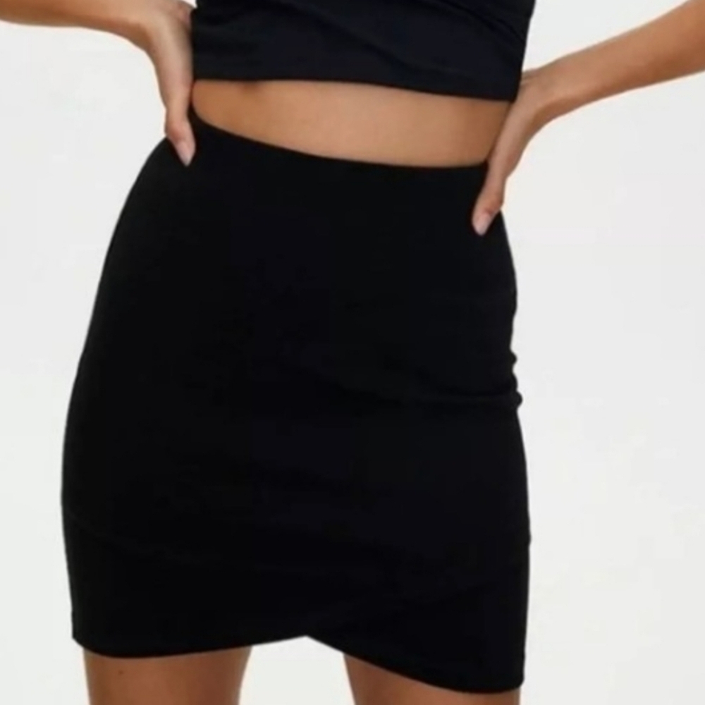 Anthropologie Sunday Best Criss Cross Mini Bodycon Skirt Black Small